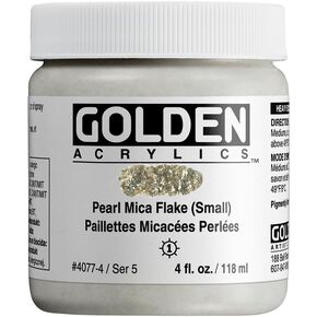Heavy Body Acrylics by GOLDEN, Pearl Mica Flake Small, 4 fl. oz. Jar, Professional Acrylic Paint