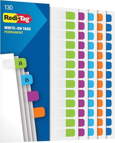 Redi-tag tabs on tabs ، علامات تبويب فهرس لاصقة دائمة ، ألوان أساسية متنوعة: أصفر ، برتقالي ، أحمر ، أزرق وأخضر ، 1 "× 7/16" ، 390 حزمة (1009303) in Kuwait