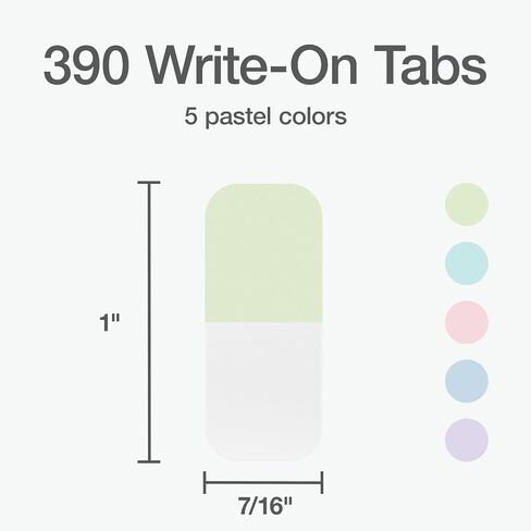 Redi-tag tabs on tabs ، علامات تبويب فهرس لاصقة دائمة ، ألوان أساسية متنوعة: أصفر ، برتقالي ، أحمر ، أزرق وأخضر ، 1 "× 7/16" ، 390 حزمة (1009303) in Kuwait