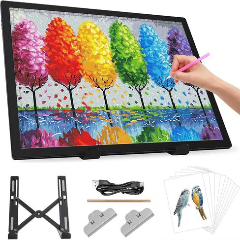 Rechargeable A4 Light Pad with Carry Bag & Stand,Ultra Thin Light Table with Clip,6 Levels of Brightness Light Box for tracing,Diamond Painting.led Light Board for Artists,Drawing,Sketching,Animation in Saudi Arabia