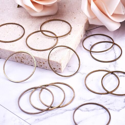 Fashewelry 50pcs Brass Circle Open Bezel Charms Connectors 25mm bronze bronze rollow rolling interning rains for dangl in Kuwait