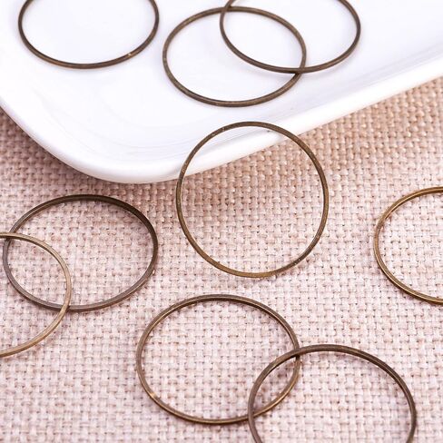 Fashewelry 50pcs Brass Circle Open Bezel Charms Connectors 25mm bronze bronze rollow rolling interning rains for dangl in Kuwait