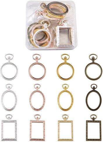 Cheriswelry 30Pcs Rack Plating Alloy Bottle Open Back Bezel Pendants Bottle Shape Hollow Frame Charm Bottle Blank Frame Metal Dangle Charms 41.2-42mm for DIY Resin Jewelry Making in Saudi Arabia