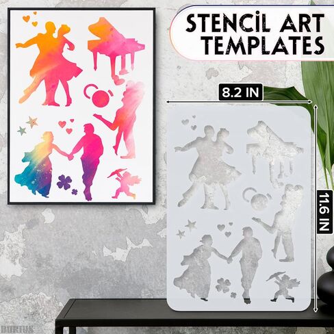 12Pcs Drawing Stencils for Painting on Wood - Large Stencils for Painting on Wood,Canvas, Scrapbook Supplies Wall Art | Drawing Templates Animal Canvas in Kuwait