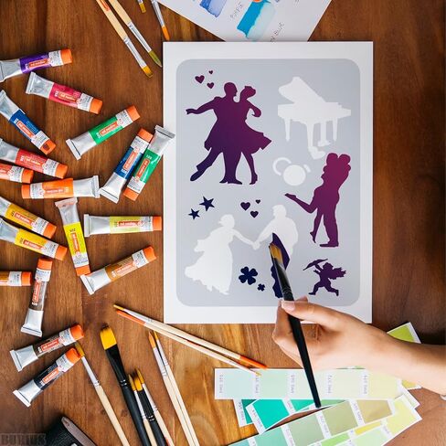12Pcs Drawing Stencils for Painting on Wood - Large Stencils for Painting on Wood,Canvas, Scrapbook Supplies Wall Art | Drawing Templates Animal Canvas in Kuwait