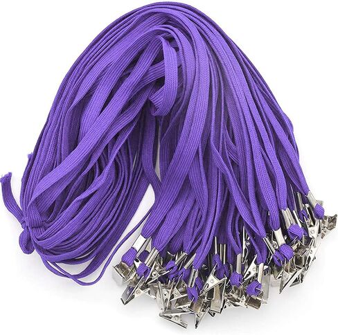 Beebel Lanyard 100 Pack Black Badge Lanyards Flat Lanyards Round 32" with Badge Clip in Saudi Arabia