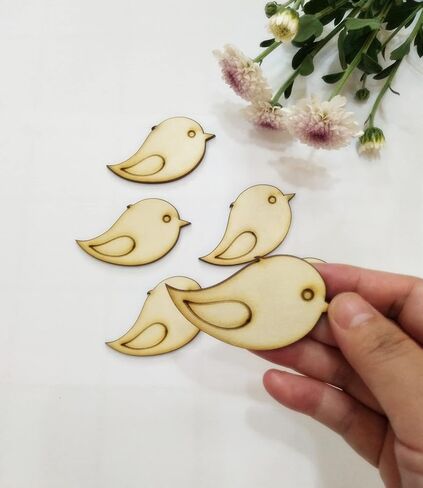 50pcs Mini Wooden Bird Shapes, DIY Wood Birds Blank for Art Projects Craft Decoration Gift Decoupage Ornament Craft Supply Unpainted (1'') in Kuwait