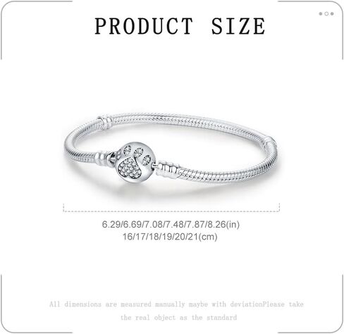 KEQ 925 Sterling Silver Charm Bracelet for Pandora Charms Snake Chain Bracelet Fit Any Charm Gift for Women in Kuwait