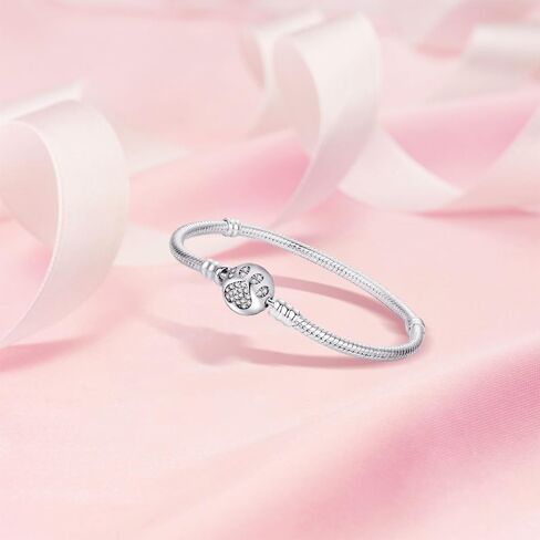 KEQ 925 Sterling Silver Charm Bracelet for Pandora Charms Snake Chain Bracelet Fit Any Charm Gift for Women in Kuwait