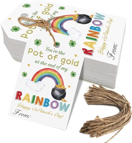 50pcs St. Patrick's Day Appreciation Gift Tags, Lucky to Work with You Tags for Office Coworker Staff Manager and Boss (St. Patrick's hat) in Kuwait