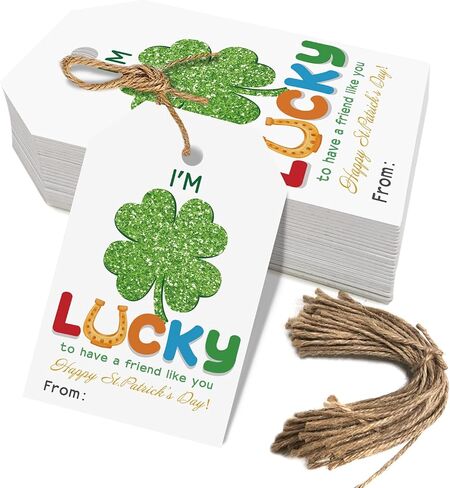 50pcs St. Patrick's Day Appreciation Gift Tags, Lucky to Work with You Tags for Office Coworker Staff Manager and Boss (St. Patrick's hat) in Kuwait