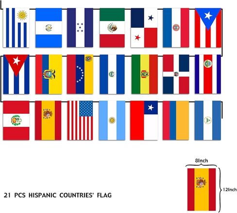 Heritage Hispanic Month 21 Countries String Flags Assorted Spanish Speaking String Bunting Banners for National Hispanic Events Celebration Party Decoration Sports Bars in Saudi Arabia