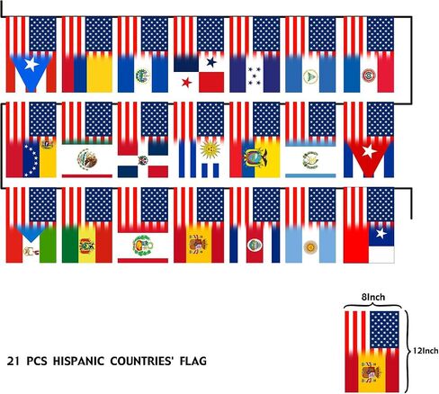 Heritage Hispanic Month 21 Countries String Flags Assorted Spanish Speaking String Bunting Banners for National Hispanic Events Celebration Party Decoration Sports Bars in Saudi Arabia
