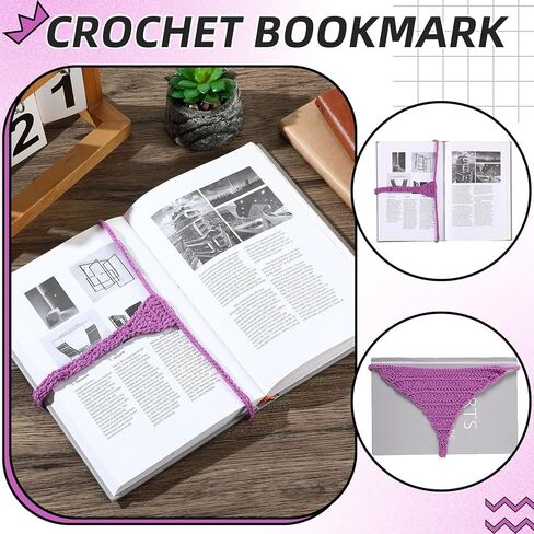 1 Pcs Crochet Bookmark Thong Bookmark Page Marker Book Thong Distinctive Handmade Book Marks for Readers Cute and Funny Bookmark Gift for Book Lovers Writers (Red) in Kuwait
