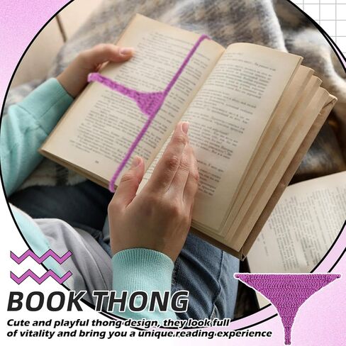 1 Pcs Crochet Bookmark Thong Bookmark Page Marker Book Thong Distinctive Handmade Book Marks for Readers Cute and Funny Bookmark Gift for Book Lovers Writers (Red) in Kuwait