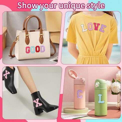 8 Pcs Self Adhesive Chenille Letter Patches for Bags，Yumttero 2.16 inch Letter Patches for Clothes Dress Jeans Hats, Letter Stickers for Laptop Phone Case Fridge DIY Accessories,White A in Kuwait