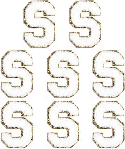 8 Pcs Self Adhesive Chenille Letter Patches for Bags，Yumttero 2.16 inch Letter Patches for Clothes Dress Jeans Hats, Letter Stickers for Laptop Phone Case Fridge DIY Accessories,White A in Kuwait
