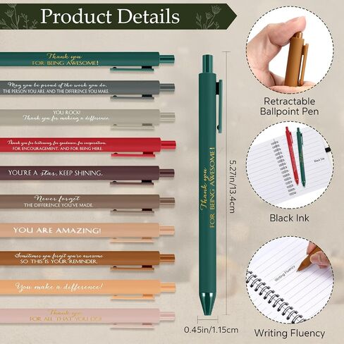 10 مجموعات ملهمة شكر مجلة حلزونية مع ملاحظة لزجة بوهو الجمالية الفلورال Notepad التحفيزية PENP PEN GULK هدية الموظف هدية لمعلم زميل في العمل (لون مشرق) in Saudi Arabia