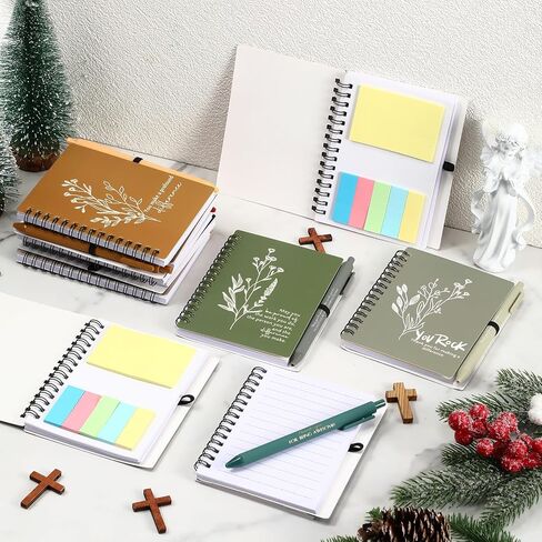 10 مجموعات ملهمة شكر مجلة حلزونية مع ملاحظة لزجة بوهو الجمالية الفلورال Notepad التحفيزية PENP PEN GULK هدية الموظف هدية لمعلم زميل في العمل (لون مشرق) in Saudi Arabia