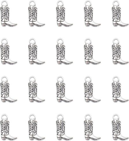 30 Pcs Cowboy Boot Charms Western Cute Small 1.8 x 1.1 cm Cute Pendants Supplies for Jewelry Making Finding Kits Bracelets Necklace Keychain Key Ring in Kuwait