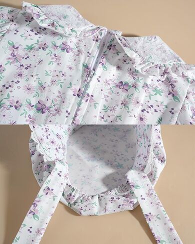 FCCAM Pioneer Dresses for Girls Floral Ruffle Prairie Colonial Costume with High Waist Apron in Kuwait