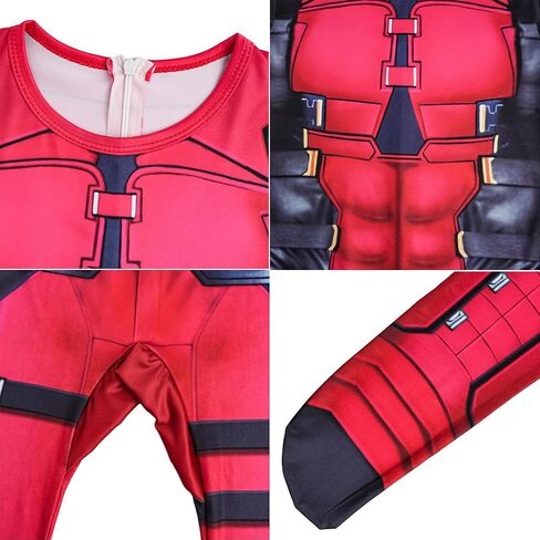 Boys Heroes 3D Print Bodysuit Red Suit Zentai Onesie Spandex Outfit Jumpsuit for Kids 5-12 Years in Saudi Arabia