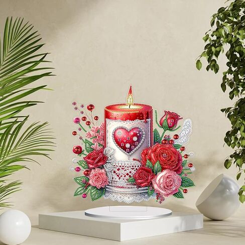 JJFox DIY Tabletop Diamond Art Painting Kit，Desktop Ornament Special Shaped Rhinestone Desk Placement Ornament，Home Stand Up Gem Painting Craft Kit，Gift，Double Sided (Bird) in Kuwait
