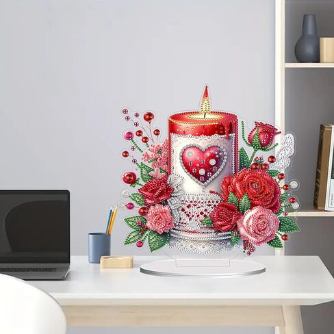 JJFox DIY Tabletop Diamond Art Painting Kit，Desktop Ornament Special Shaped Rhinestone Desk Placement Ornament，Home Stand Up Gem Painting Craft Kit，Gift，Double Sided (Bird) in Kuwait