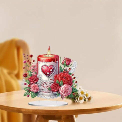 JJFox DIY Tabletop Diamond Art Painting Kit，Desktop Ornament Special Shaped Rhinestone Desk Placement Ornament，Home Stand Up Gem Painting Craft Kit，Gift，Double Sided (Bird) in Kuwait