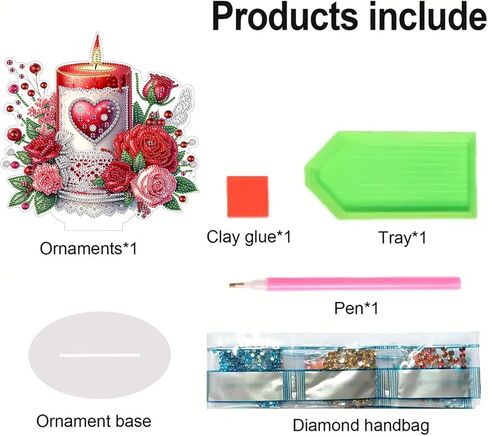 JJFox DIY Tabletop Diamond Art Painting Kit，Desktop Ornament Special Shaped Rhinestone Desk Placement Ornament，Home Stand Up Gem Painting Craft Kit，Gift，Double Sided (Bird) in Kuwait