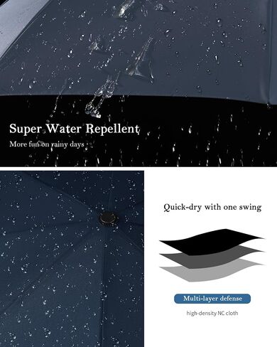 مظلات PokixyCompact القابلة للطي - مقاومة للرياح، خفيفة الوزن، فتح/إغلاق تلقائي، مظلة سفر متينة للمطر والشمس، إطار قوي من الألياف الزجاجية، مظلة مقاومة للماء، محمولة لحقيبة الظهر والمحفظة in Saudi Arabia