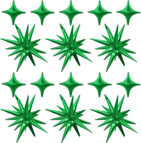 البالونات الخضراء النجوم ، والبالونات نجم الانفجار مع 6pcs 22 بوصة مخروط النجمة البالونات و 10 ٪ 10 بوصات أربعة بالونات النجوم المدببة لعيد ميلاد ديسكو ديسكو ديسكو in Kuwait