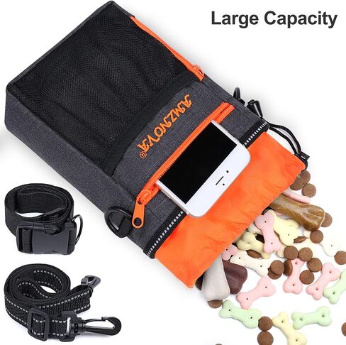 AMZNOVA Dog Treat Bag, Large Dog Training Pouch with Adjustable Should Strap, Waistband, Poop Bag Dispenser, Easy to Carry All Doggy Items, Black in Saudi Arabia