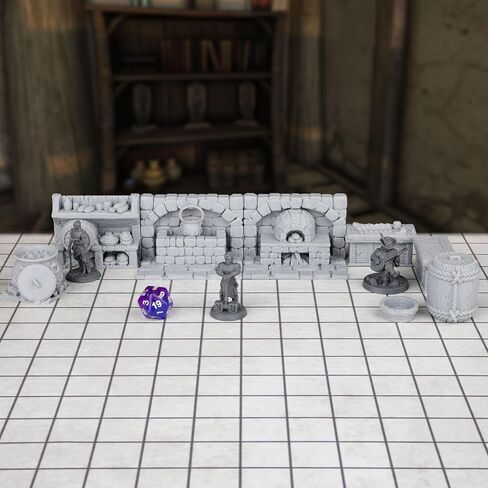 8pcs RPG Miniature Set - Medieval Kitchen for DND and Tabletop Games, 3D Printed Plastic-F291 in Saudi Arabia