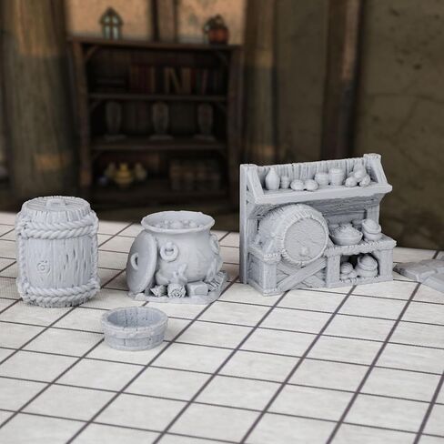 8pcs RPG Miniature Set - Medieval Kitchen for DND and Tabletop Games, 3D Printed Plastic-F291 in Saudi Arabia