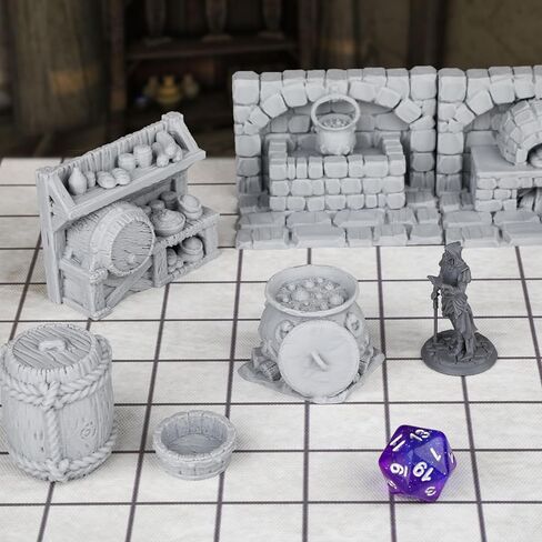 8pcs RPG Miniature Set - Medieval Kitchen for DND and Tabletop Games, 3D Printed Plastic-F291 in Saudi Arabia