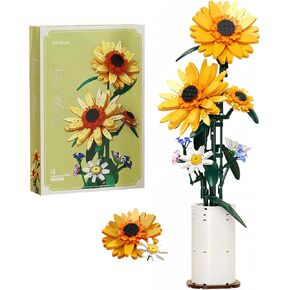 Sunflower Building Block Set with Vase – 821PCS Flower Bouquet for Adults and Teens, for Home and Office Decor, Ideal for Boys and Girls