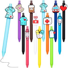 12 Pcs Nurse Pens Funny, Cute Nursing Pens Bulk Accessories for Work, Black Ink BallPoint Set Essentials Pens for Nurses Medical Assistant Students School Nurses Week Appreciation Gift