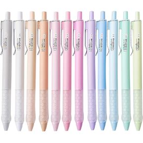 Gel Pens, 0.5mm Fine Point Smooth Writing Pens, 12 Count Set with Black Gel Ink, Pastel & Assorted Color Body, Functional & Pretty Pens for Office, School, Journaling, Writing