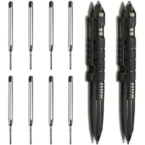 Origin-Joy 2 Pack Tungsten Steel Military Tactical Pen Set, Multifunctional EDC Self Defense Pen With 8 Ballpoint Refills