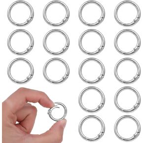 16 Pcs Spring O Ring Clip Keychain, Stainless Steel Round Carabiner, Spring Ring Clasp Keyrings Snap Hook Buckle