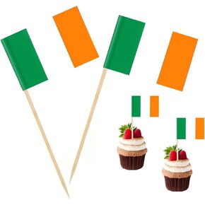 100 PCS Ireland Flag Irishman Toinpick Flags ، Cocktail Picks Mini Stick Cupcake Topcake Picks Parts Decoration احتفال كوكتيل طعام البار.