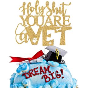Future Vet Cake Topper ، أنت ديكور كعكة بيطري ، تهانينا الأطباء الأطباء البيطريين ، فئة Gold Glitter of 2025 إمدادات حفلات التخرج