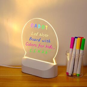 Acrylic Dry Erase Board with Light 5 X 6" Light up Dry Erase Board with Stand Clear Desktop Glow Memo LED Letter Message Board White Board Note Board with Colors Includes Markers (Romantic Style)
