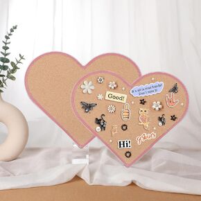 2 Pcs Pink Heart Pin Cork Board 10.6 x 13 Inches Framed Bulletin Board for Office Classroom Memory Memo for Jewelry Organizer Wedding Decor