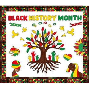 Black History Month Bulletin Board Set, February Holiday Black Pride Juneteenth Bulletins Strips Board Trim Wall Decor for African American Classroom Wall Blackboard Background Home