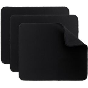 Professional Repel-Spill Mouse Pad Set - 3 Pack Black Pads, 9.45 x 7.87 x 0.12inch Each, Anti-Slip Rubber Base, Sturdy Stitched Edges, Versatile for Office and Home