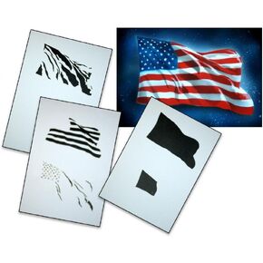 AS-077 USA Flag Airbrush Stencil Template Step by Step Size M