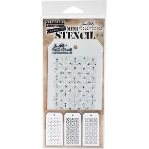 Stampers Anonymous THMST030 Tim Holtz Mini Layered Stencil Set 3/Pkg-Set #30