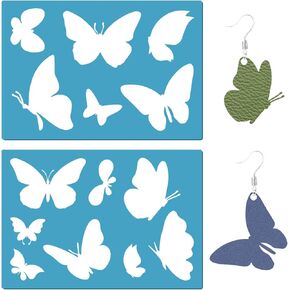 GORGECRAFT 2 Styles Jewelry Shape Template Reusable Earrings Making Plastic Butterfly Cutouts Cutting Stencil Lapidary Templates for Cabochons Bracelets Earrings Making Jewelry DIY Crafts 5x3.5 inch